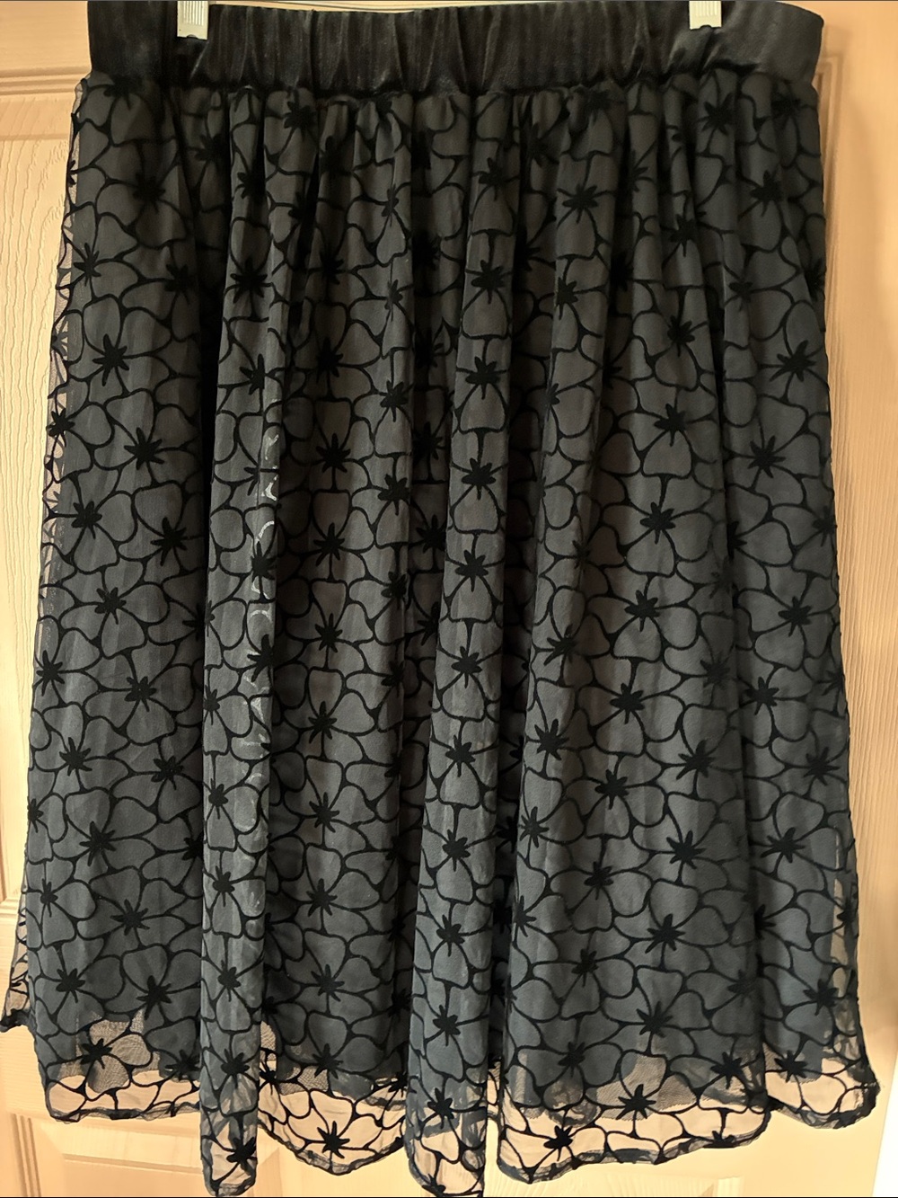 Draper James Black Floral Mesh Skirt